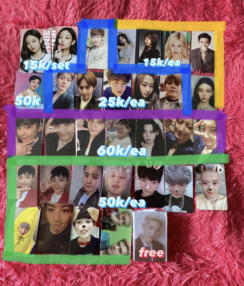 🎀 wts || want to sell semarang jateng ina📍

❣️good condi
❣️keep event wdp
❣️min take 50k
❣️vidcon by dm
❣️dapet freebies 
❣️co by 🍊 only
❣️bisa nego yaa
❣️adm &amp; packing (+5k)

⏩️ exo aespa chayeol sehun chen suho xiumin kai baekhyun do lay ning-ning winter giselle karina