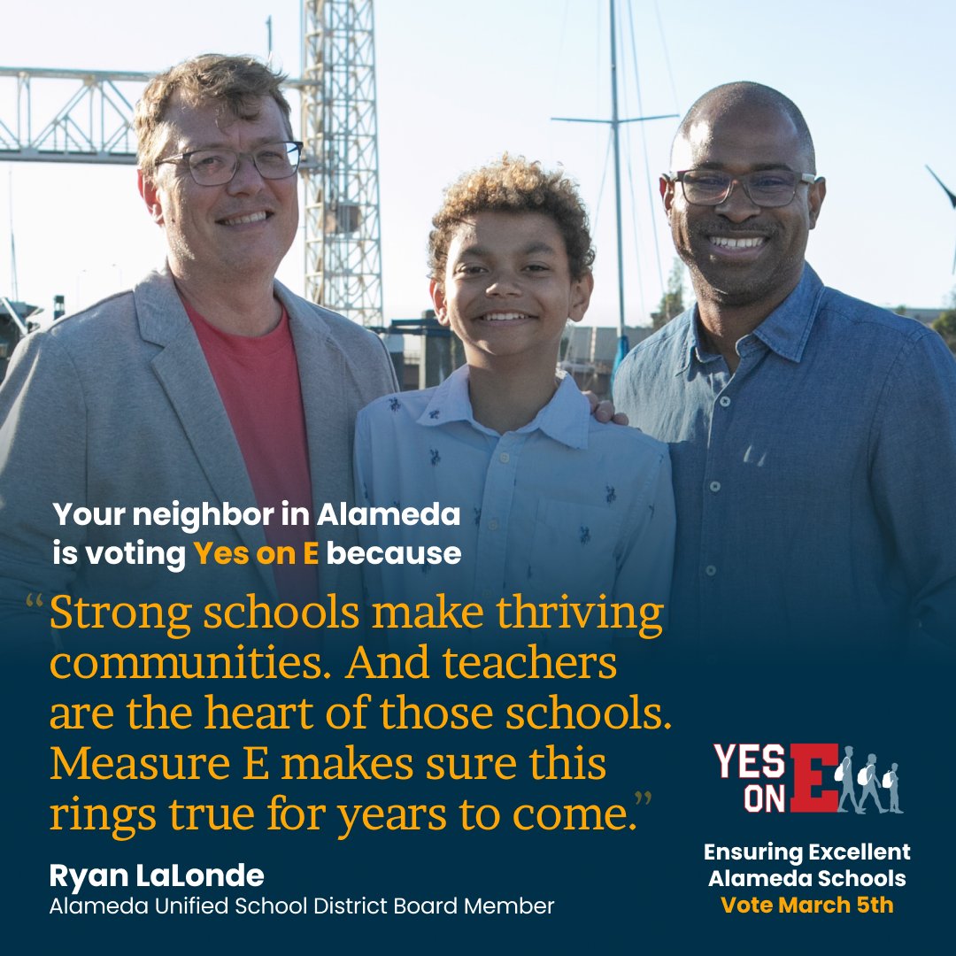 alameda_forward's tweet photo. Alameda Unified School Board Trustee Ryan LaLonde - @QueerSpawn  says - Strong schools make thriving communities. And teachers are the heart of those school. Measure E makes sure this rings true for years to come. #YesOnEAlameda #alamtg https://t.co/mUzcIaWeeV