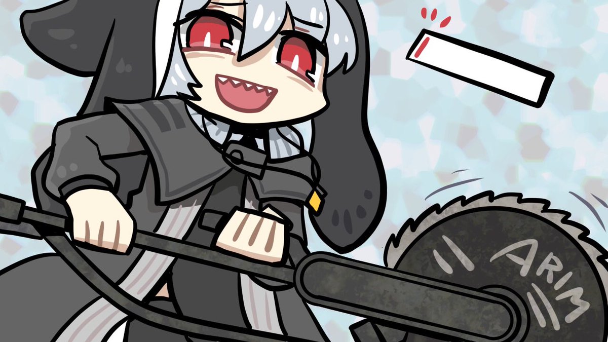 スペクター(アークナイツ) 「武器描くの苦手だけど、火力高そうな武器構えてる女の子を描くのは好きだよっていう絵」|サラ＋🕹Skeb募集中のイラスト