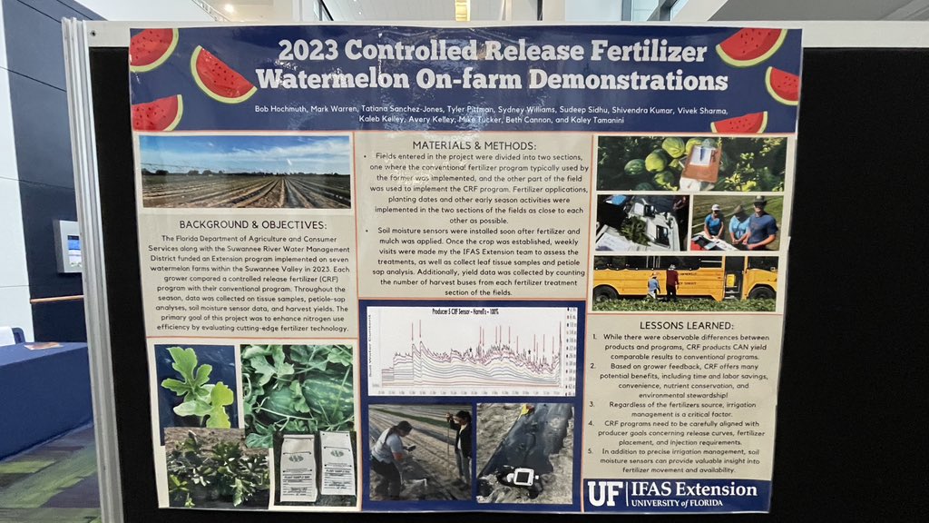 In the posters at the #SERFV Conference @VisitSavannah @UF_IFAS was well represented by @sandy_horizons and Bob Hochmuth and the @nfrec_sv team. Additionally, specialists including @UFCitrusBugs and @Dr_MAdnanShahid provided excellent presentations.