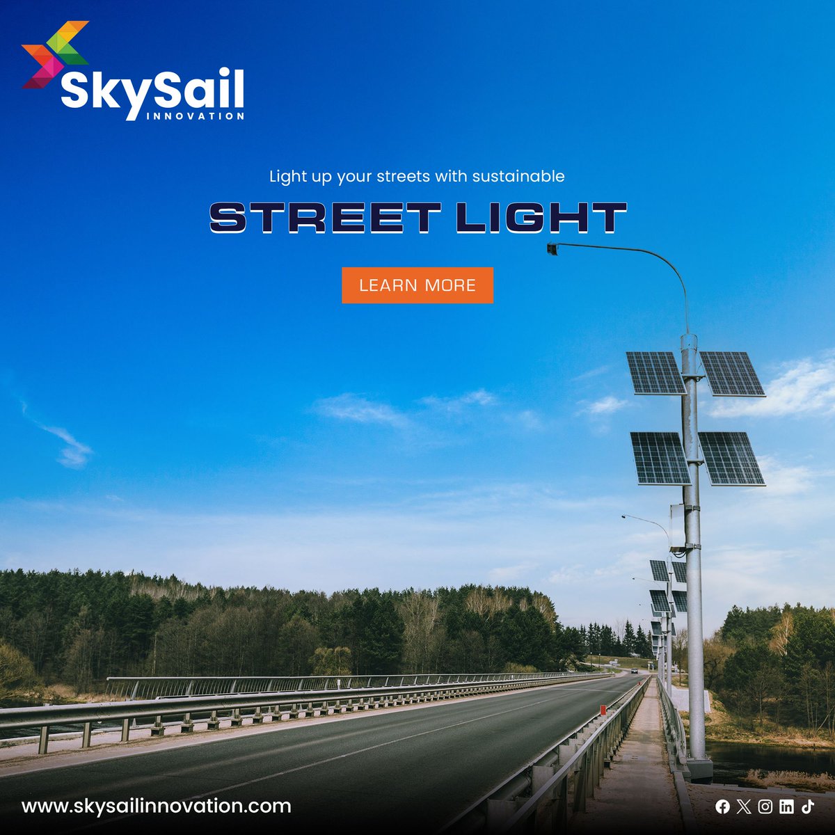 'Light up your streets with brilliance! 💡 Embrace sustainability with our state-of-the-art street lights. Illuminate the way forward for a greener, brighter future. 🌍✨ #SustainableLighting #GreenStreet #BrighterFuture #EcoFriendlyCities #RenewableEnergy #LightingTheWay