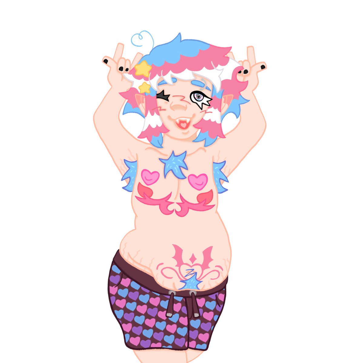 sydneyissleepy's tweet photo. Transmasc Ramona real!! π³οΈββ§οΈπ©·+ bonus edits :β’)
(Design based from @phoney_otc π©΅) !!
#myart #ScottPilgrimvstheworld #ScottPilgrimTakesOff #scottpilgrim
#RamonaFlowers #transmasc #topsurgeryscars #bisexual #t4t #pinkandblue #stars #hearts #trampstamp #digitalart https://t.co/m1nJ3eplot