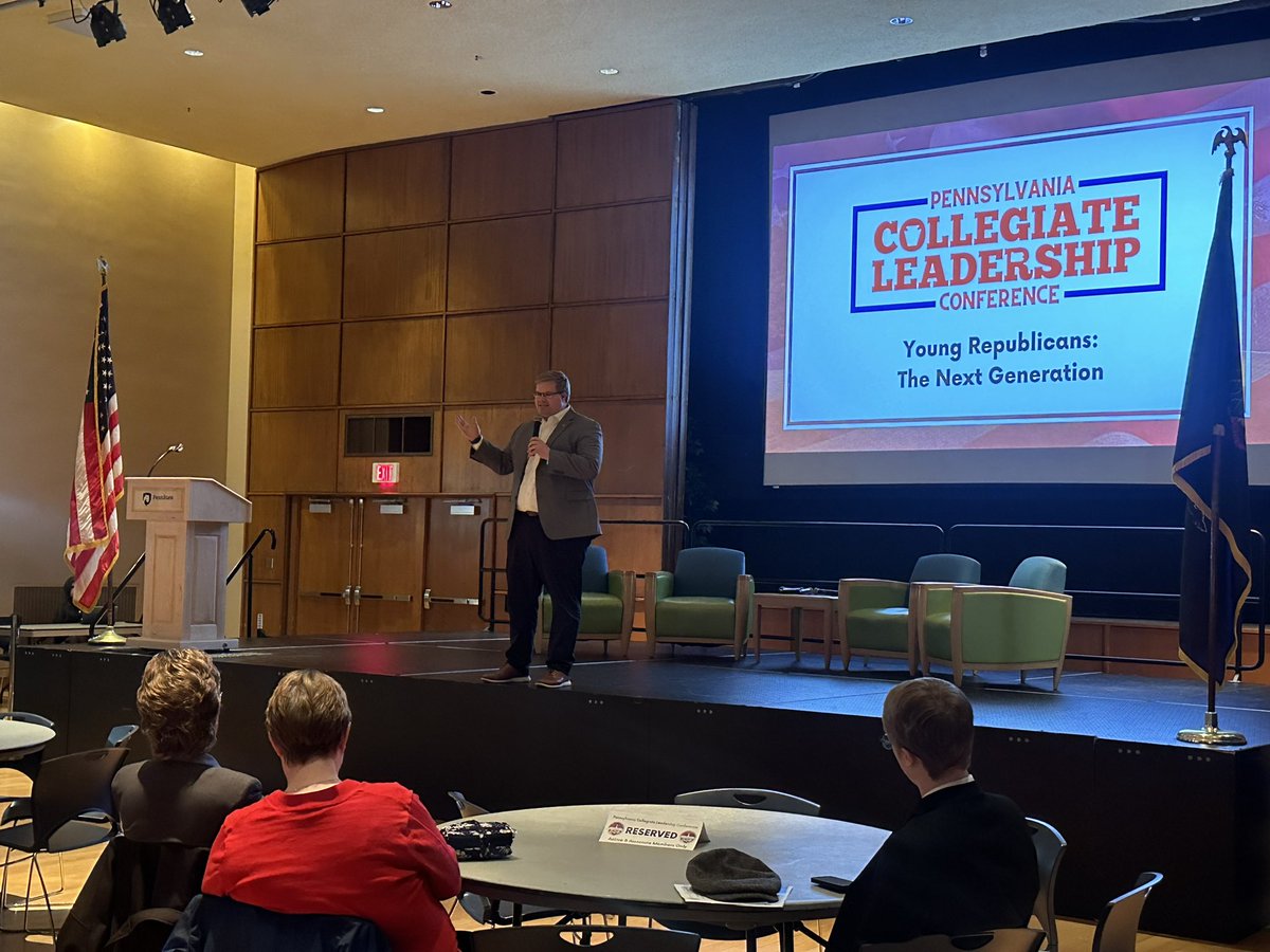 ThomasKutzPA's tweet photo. Thanks to the @PennStateGOP for having me today at the Pennsylvania Collegiate Leadership Conference in State College. I enjoyed the opportunity to speak about @payrs and how we can work together to build our Party and #BuildPAYR. https://t.co/RKk4m5Vjmn