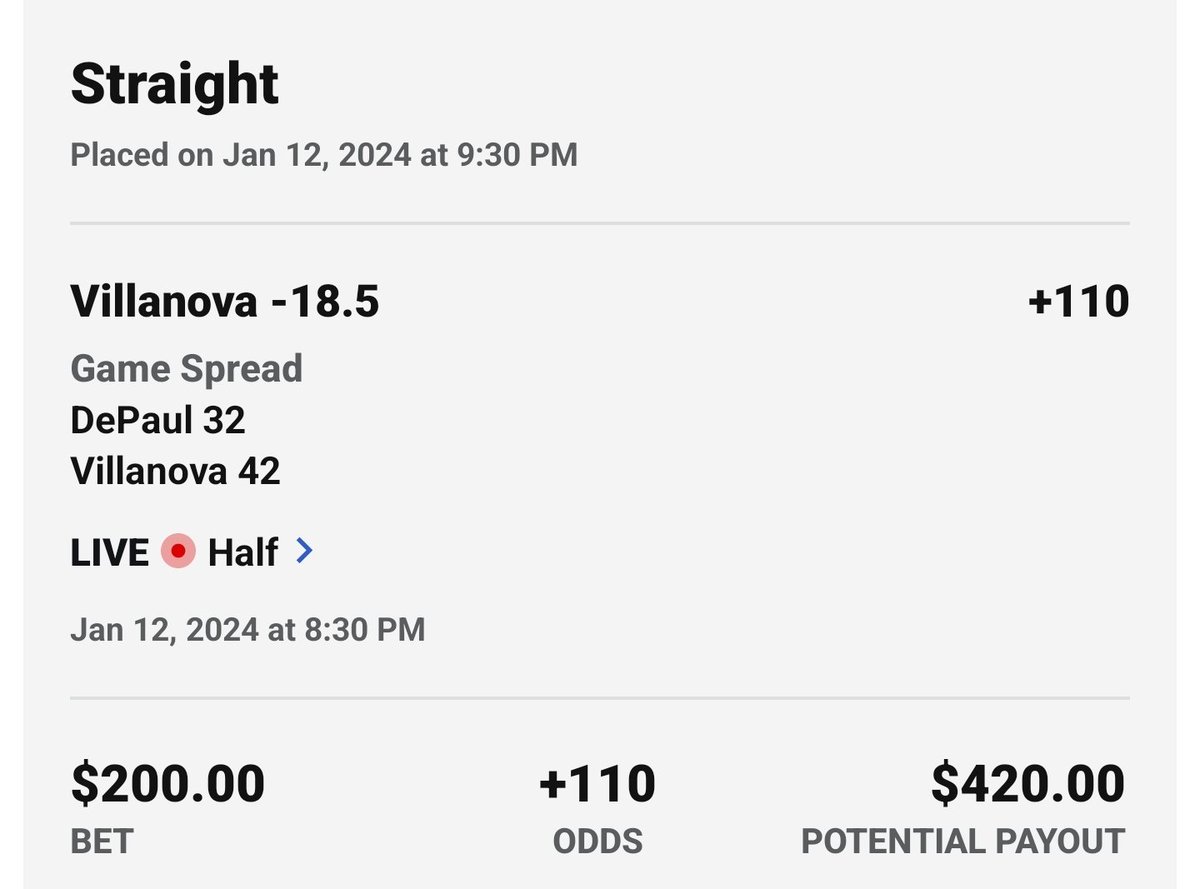 HometeamScore's tweet photo. 🎉 Just scored some easy cash with @oddsjam's live arb tool! 🤑💸 Put $391 in play – DePaul +18.5 for a $29.20 win or Villanova -18.5 for a $29 jackpot! 🚀💰 Who said making money can't be easy and thrilling? #WinningBig #EasyMoney https://t.co/wTeP06cmec
