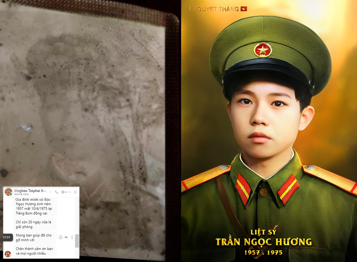 Bin36922's tweet photo. ĐỒNG NAI XANH MÃI TUỔI 20🇻🇳🇻🇳
Phục dựng tả thực chân dung Anh hùng Liệt sĩ!
Liệt sĩ. Trần Ngọc Hương (1957- 1975)
Ngày10/4/1975 tại Trảng Bom, Đồng Nai. Bác đã hy sinh
,.hiện. gia đình tại Nghệ An vẫn chưa thể tìm thấy hài cốt..
#Teamlee #anhhungvietnam #phucdunganhlietsimienphi #lietsi