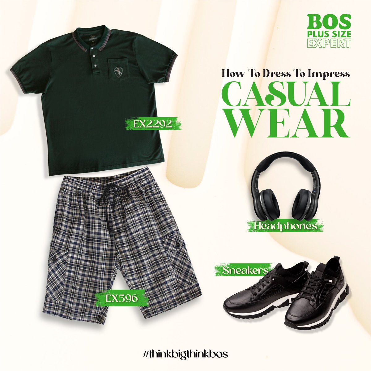 onestopbig's tweet photo. Pair a dark green polo with stylish checked short pants, sleek black sneakers, and your favorite headphones. This versatile mix transitions seamlessly from day to night, ready for any summer adventure.

#bos #bigandtall #plussize #plussizemen #plussizemneswear #ThinkBigThinkBOS https://t.co/M0zbftmt5y