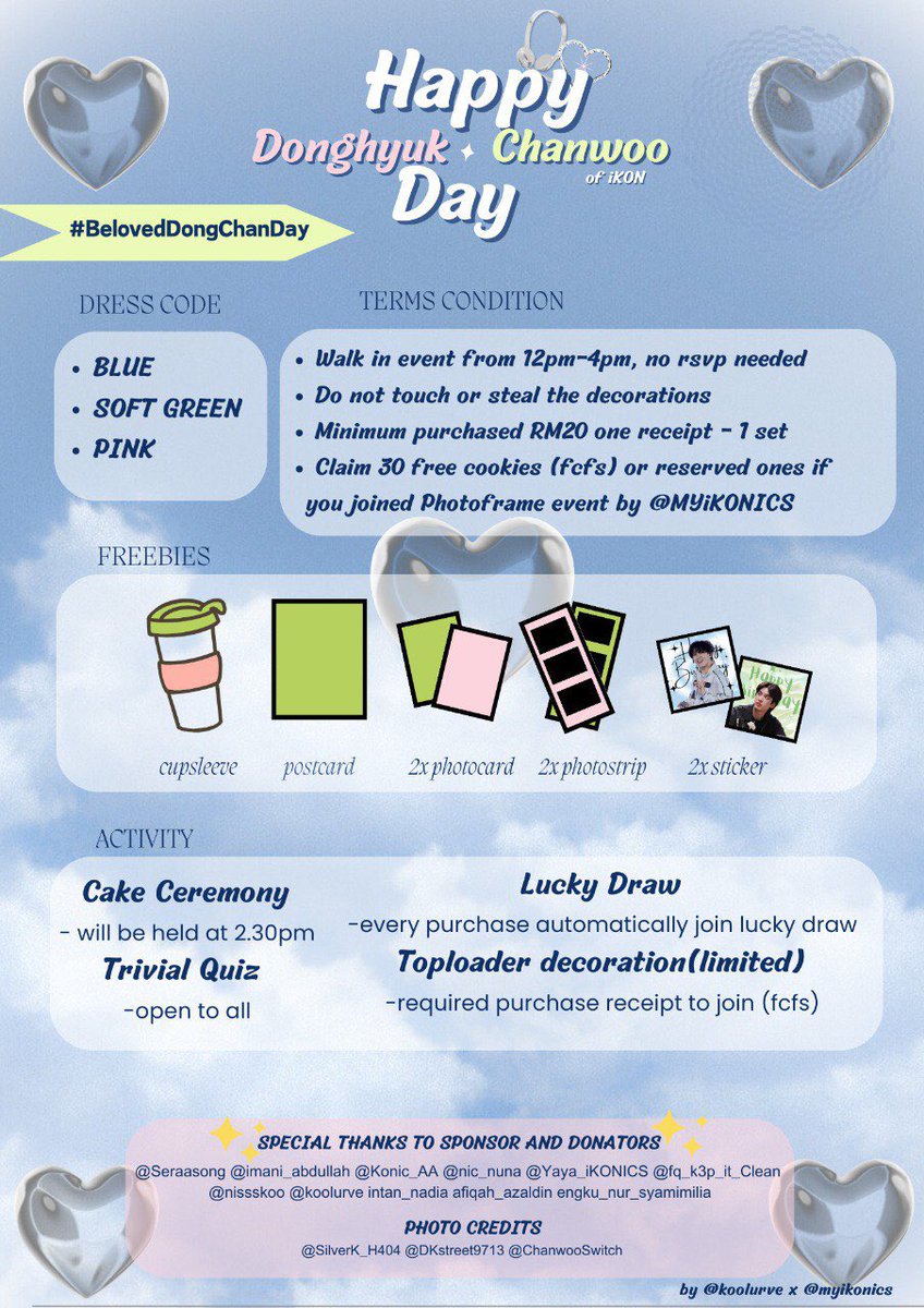 koolurve's tweet photo. Hi iKONICS!!🖍️🖍️
Youre invited to Donghyuk and Chanwoo Birthday Celebration🎂

☁️✨Happy DongChan Day✨☁️

🗓️ 27th Jan 2024 (Sat)
📍Chizu, NU Sentral KL
⏱️12pm - 4pm

mark the date and join us💐

#BelovedDongChanDay
#DK #DONGHYUK 
 #CHANWOO
#iKONinKL https://t.co/JMlAPkN0Ur