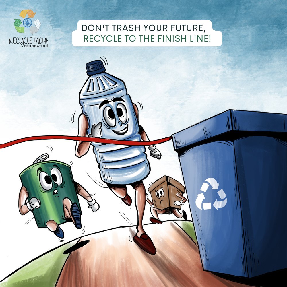 Plastic bottle soaring past all others! Yep, it's a race for the bin! ♻️ Don't trash your future, join the winning team - start #recycling! #RecycleIndia #Recycle #sustainability