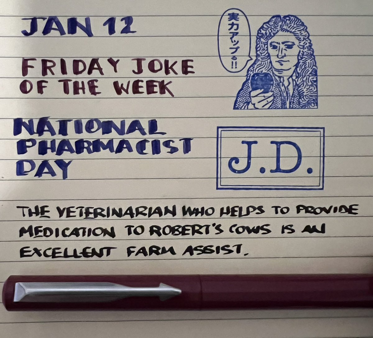 _itsJamesD_'s tweet photo. #NationalPharmacistDay
#FridayJokeoftheWeek 

The veterinarian who helps to provide medication to the Robert’s cows is an excellent farm assist. https://t.co/AlRYVN249W