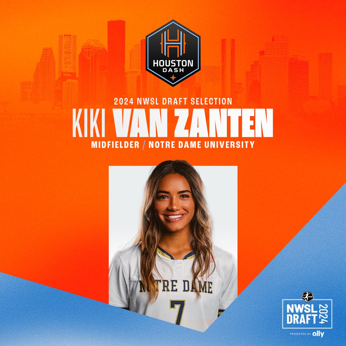Houston Dash (@houstondash) on Twitter photo With the 21st pick in the 2024 NWSL Draft, we select <a href="/kikivanzantenn/">Kiki Van Zanten</a>
Welcome to Houston!
#HoldItDown With the 21st pick in the 2024 NWSL Draft, we select <a href="/kikivanzantenn/">Kiki Van Zanten</a>
Welcome to Houston!
#HoldItDown