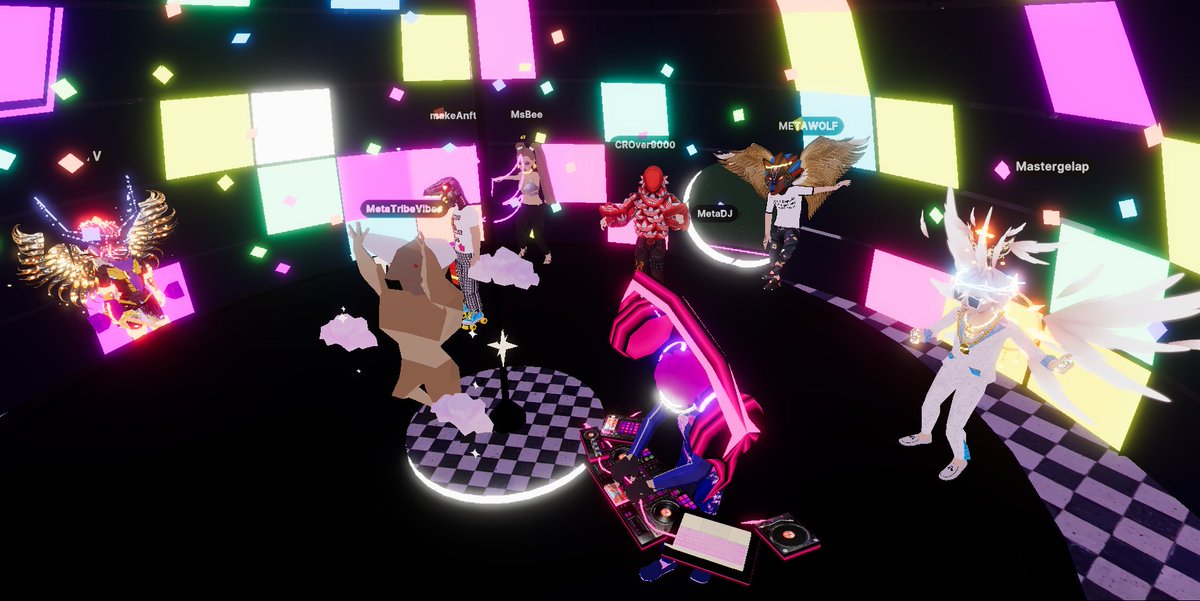 Miss Bee (@msbee_19) on Twitter photo Partying in #Decentraland with <a href="/metadjofficial/">MetaDJ Official</a>, <a href="/Crypt0M1notaur/">Crypt0M1notaur</a> 🪩 <a href="/mastergelapp/">Mastergelap</a>, @JoelBroccio, <a href="/MAKEANFT/">make</a>, <a href="/CROver9000/">CROver9000.eth ⁽(Θ Θ)⁾🐦⬛</a>, <a href="/vtatveth/">VTATV</a>, MetaTribeVibes Partying in #Decentraland with <a href="/metadjofficial/">MetaDJ Official</a>, <a href="/Crypt0M1notaur/">Crypt0M1notaur</a> 🪩 <a href="/mastergelapp/">Mastergelap</a>, @JoelBroccio, <a href="/MAKEANFT/">make</a>, <a href="/CROver9000/">CROver9000.eth ⁽(Θ Θ)⁾🐦⬛</a>, <a href="/vtatveth/">VTATV</a>, MetaTribeVibes