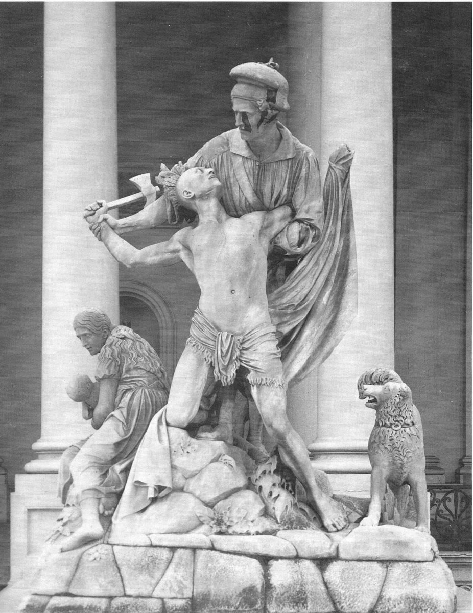 vanikehuman's tweet photo. You have probably seen this picture of Abraham Lincoln’s first inauguration. But look closely… have you ever noticed the statue? 

It was called “The Rescue” and the sculptor was Horatio Greenough. It depicted a White settler defending his family from a native warrior. For about a hundred years, it stood prominently at the Capitol as an honest reminder that our nation was forged in blood and conquest. 

Unfortunately, it was an early victim of wokeness all the way back in 1958. Native groups complained and it was eventually removed from the steps of the capitol without any public debate.

But surprise, the workers “accidentally” dropped and shattered it and the pieces are currently in government storage.

When we win, we’re bringing it back!
