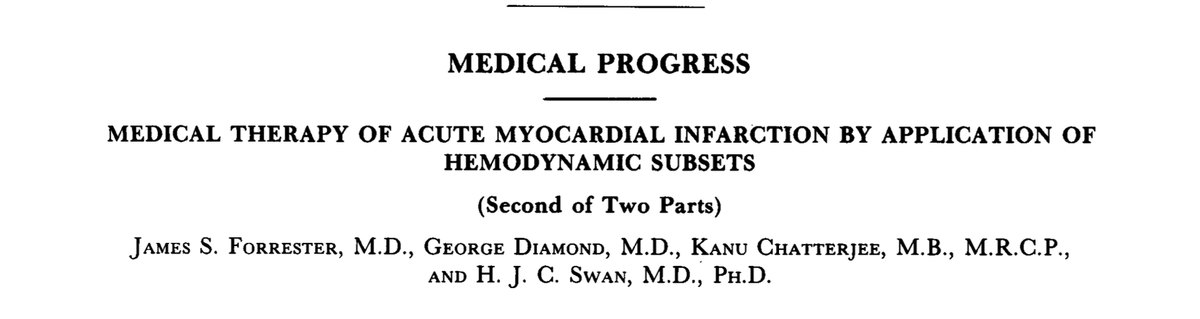 IM_Crit_'s tweet photo. ICU Hemodynamics - Return to the Classics:

Approximately 50 years ago Forrester, Diamond, Chatterjee and Swan (yes, this Swan!) published 2 papers in NEJM addressing the medical therapy of acute myocardial infarction: https://t.co/fvvBsOVXJq