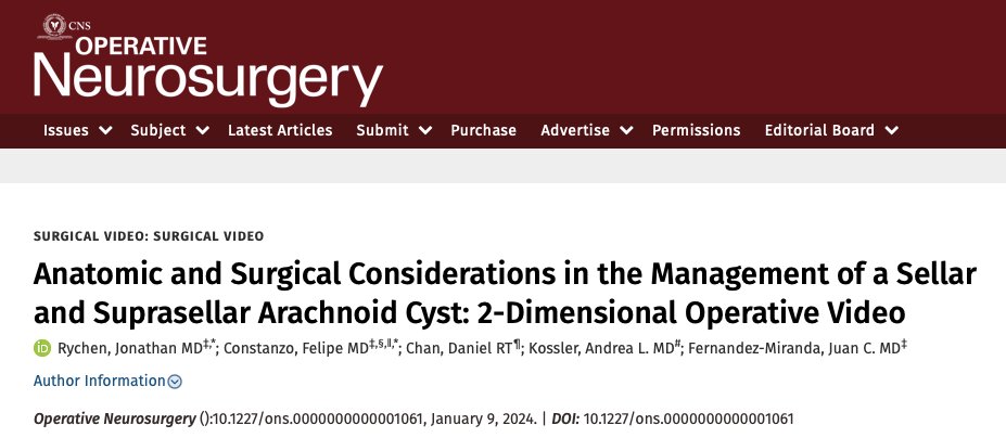 Take a look to our latest teaching video published in ONS: bitly.ws/39FMI. @FelipeConstanz2 @drjfm_stanford @StanfordNsurg @NeurosurgeryCNS