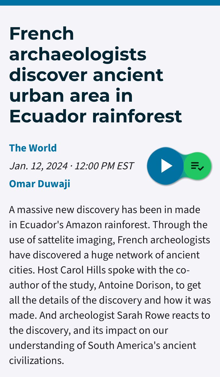Descubrimientos en la Amazonía ecuatoriana. 🍃

Para contextualizar y aclarar la información vertida por ciertos medios de comunicación, señalando que arqueólogos franceses “han descubierto” una antigua ciudad en la amazonía ecuatoriana. 1/10

<a href="/PUCE_Ecuador/">PUCE</a>