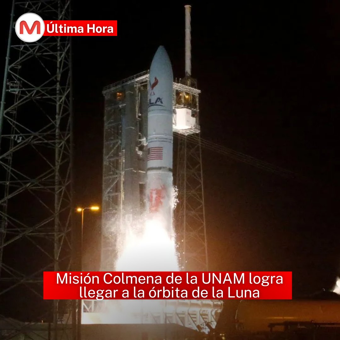 ElMomentoOfic's tweet photo. ¡Todo un éxito! 👏

A pesar de las dificultades, la Misión Colmena de la UNAM ha logrado llegar a la órbita de la Luna. 🚀🌕

@UNAM_MX 

#UNAM #Misionespacial #Misioncolmena #Laluna #Espacioexterior #Tendencia #Talentomexicano #ÚLTIMAHORA https://t.co/1OpCVUVRTH