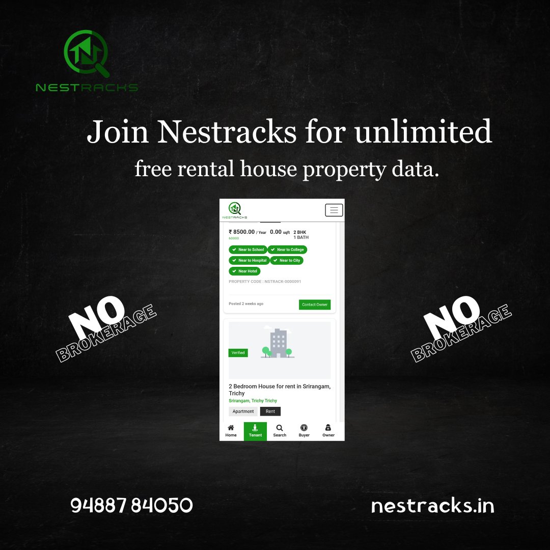 nestracks's tweet photo. Unlock the power of tamilnadu property insights with Nestracks! 🏡🔍 Join now for unlimited access to free rental house data. #RentalSearch #EasyLiving #trichy #coimbatore #madurai #bengaluru #chennai
call now 94887 84050
website https://t.co/QcaH3tVg6z https://t.co/lRydQeYCMl