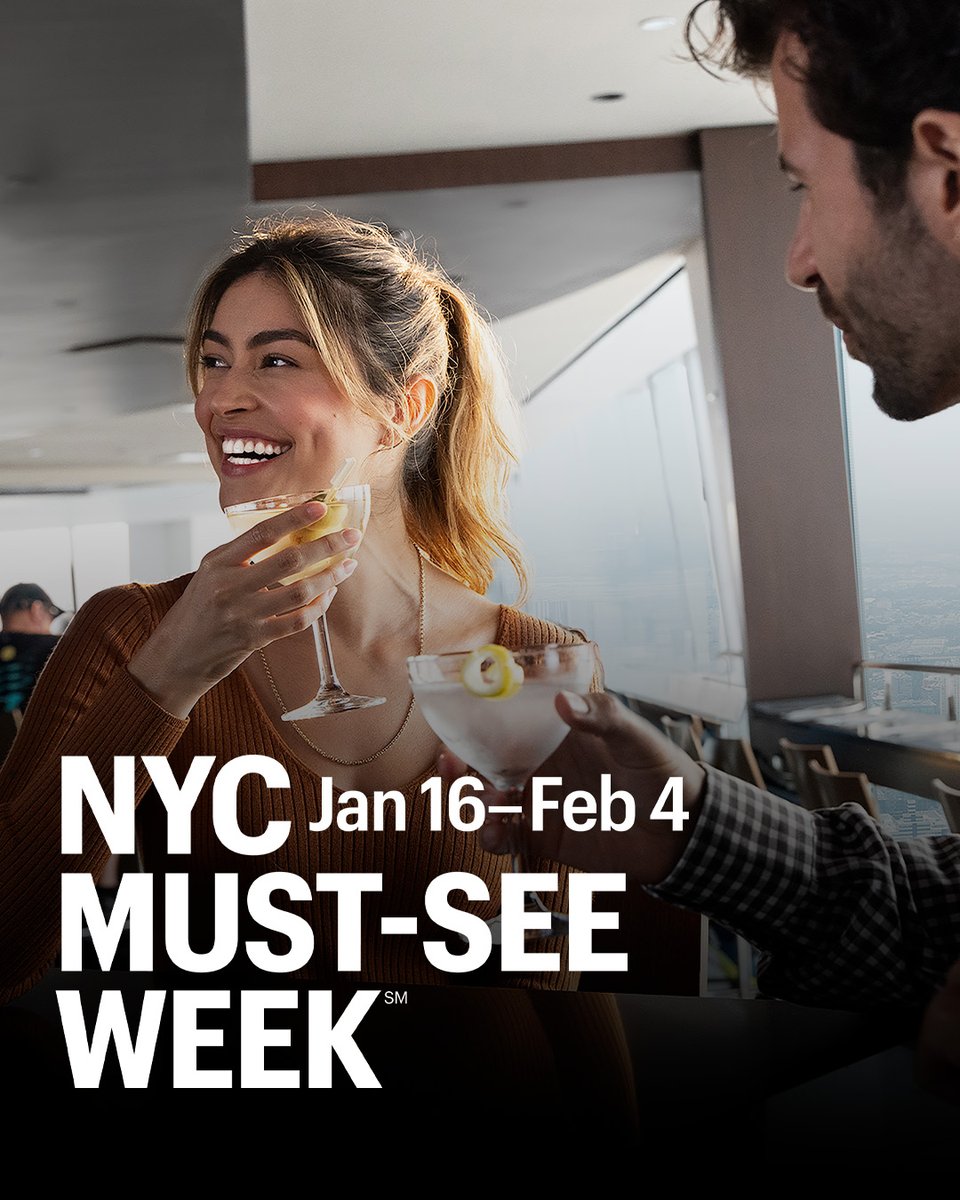 #NYCMustSeeWeek bookings are now available, and One World Observatory is a featured attraction! Secure your 2-for-1 tickets today at @nyctourism. Join us from Jan 16–Feb 4 for an unparalleled experience. Don't miss out! #WhatsGoodNYC