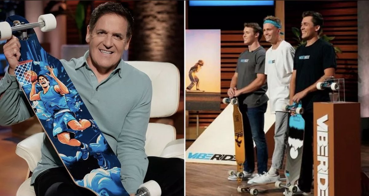 MirrorUSNews's tweet photo. Shark Tank fans were amazed by three young 'winning entrepreneurs' during Friday evening's episode who pitched the world's first-ever longboard with brakes #SharkTank #MarkCuban #VibeRide
https://t.co/FuywbLidKv https://t.co/mx11tUgfX1