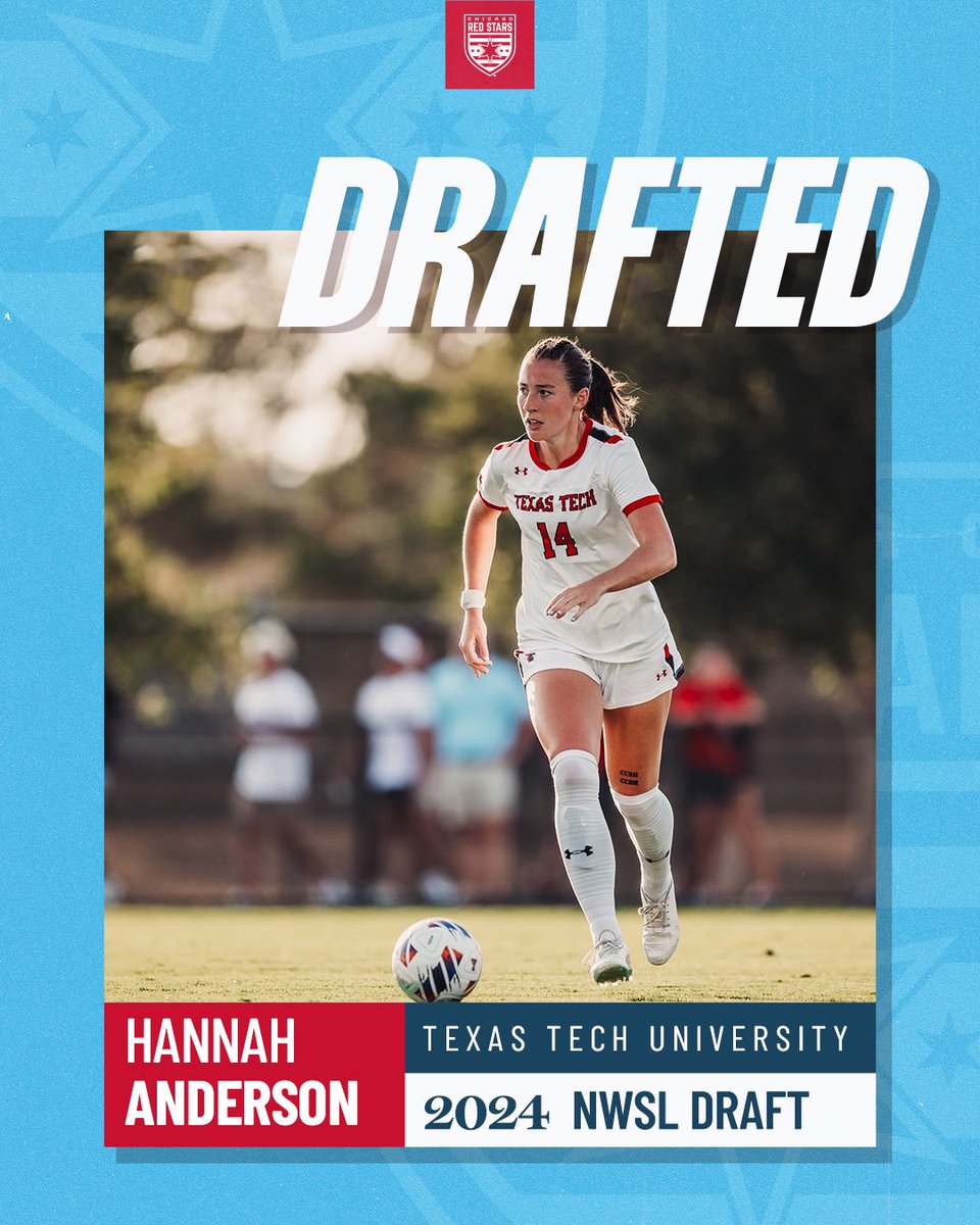 Chicago Stars FC (@thechicagostars) on Twitter photo With the #31 pick of the 2024 NWSL Draft, we have selected Hannah Anderson from Texas Tech. Welcome to the Red Stars, <a href="/hannah8anderson/">Hannah Anderson</a> ❤️ With the #31 pick of the 2024 NWSL Draft, we have selected Hannah Anderson from Texas Tech. Welcome to the Red Stars, <a href="/hannah8anderson/">Hannah Anderson</a> ❤️