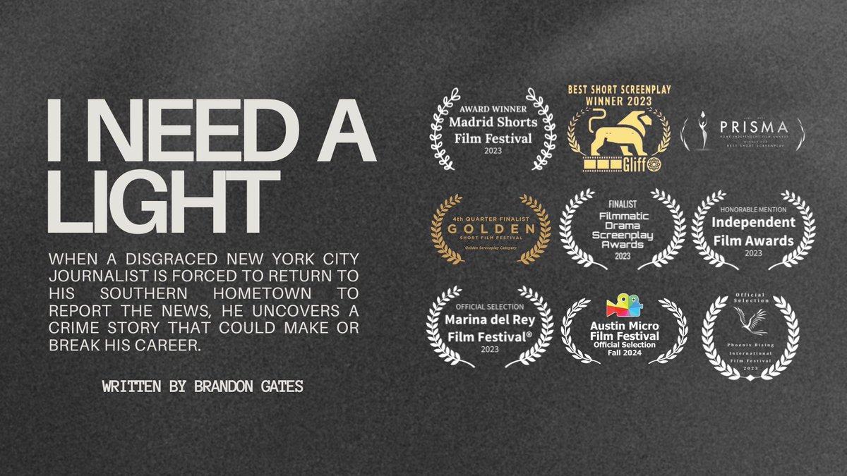 TheBGates's tweet photo. When you’re both a journalist &amp; a screenwriter, it’s only fitting to craft a short, dramatic screenplay centered around a journalist. 😅

🏆 3x Best Short Screenplay Winner 
🏅2x Finalist
🎖️1 Honorable Mention
📌3x Official Selection

So who’s giving $20k to make this short? 👀 https://t.co/geRV0qe0Br