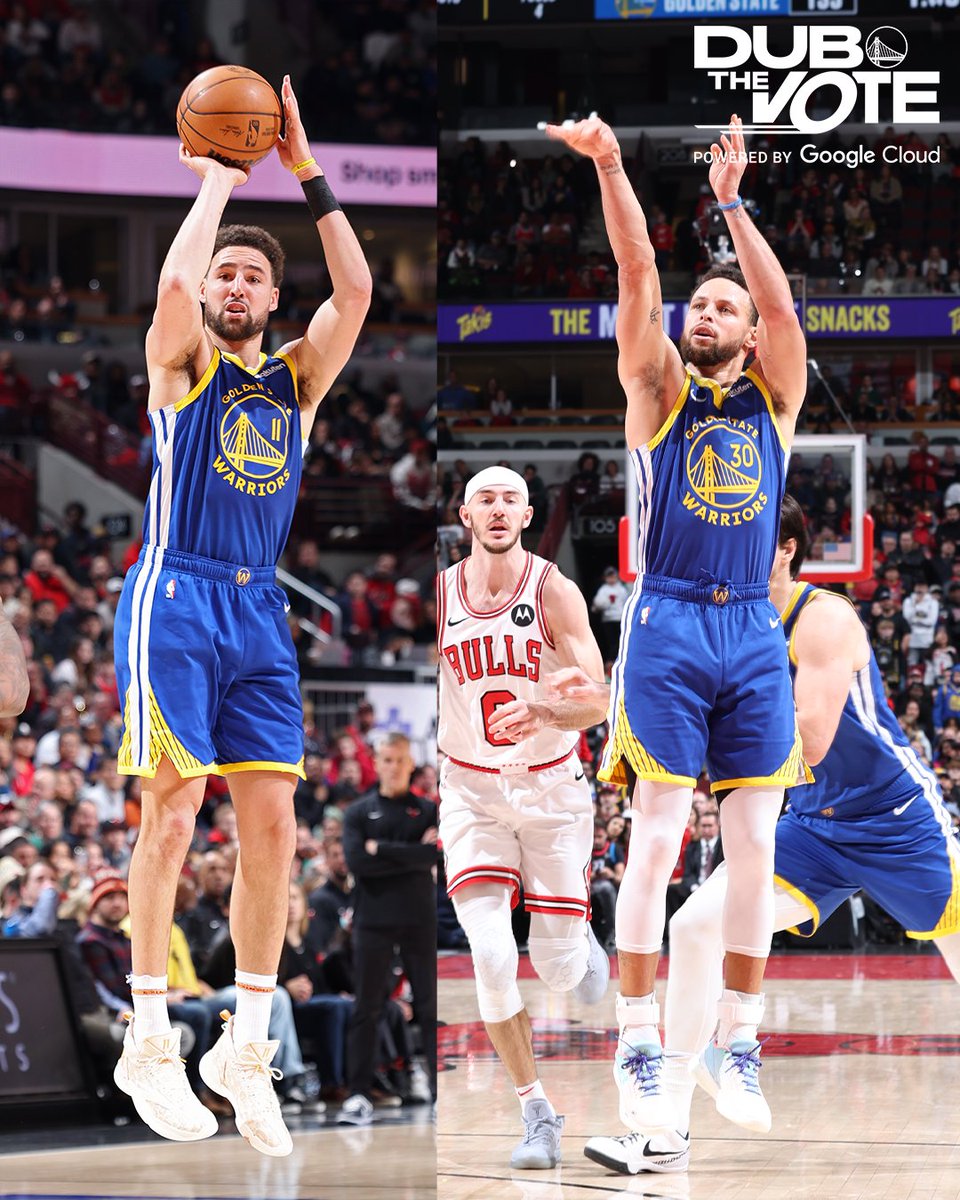 warriors's tweet image. The Splash Bros each hit 6+ threes in the same game 19x including tonight ⚡️

That is the most games by a teammate duo during the regular season.

» Warriors.com/DubTheVote