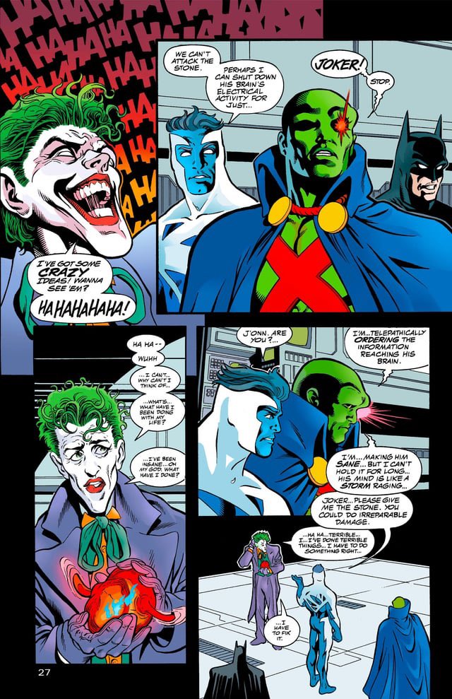 I like that he can only stop Joker being crazy for only a minute because he's that crazy