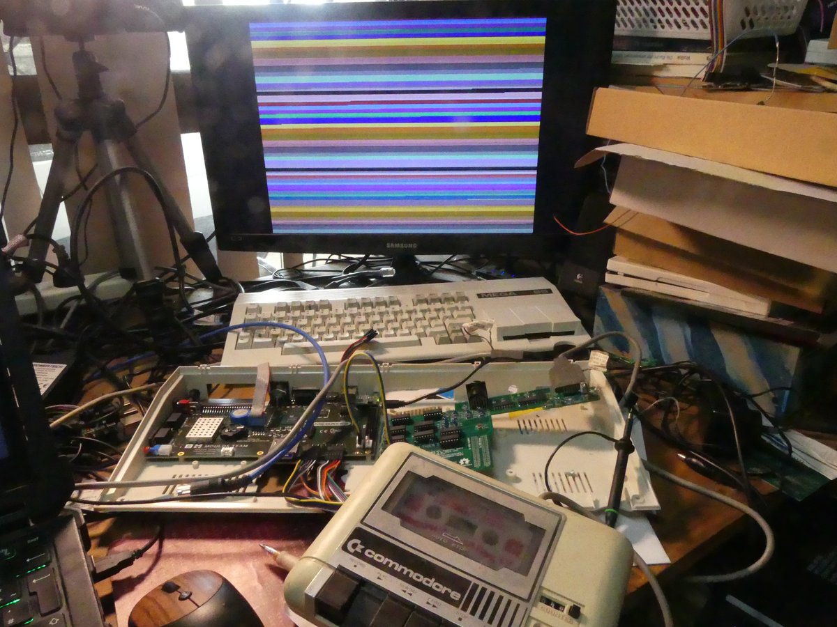 c65gs.blogspot.com/2024/01/workin… Just been working on the tape port on the prototype #MEGA65 expansion board.  Successfully loaded and ran the first game off the first tape I found :) Next is to confirm the user port on the expansion board is working.