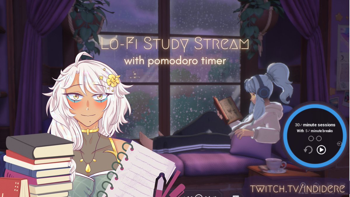 indidere's tweet image. lets get our shit done....together!!!! cozy lo-fi study stream so we can both work hard :&amp;gt; I got a pomodoro timer too