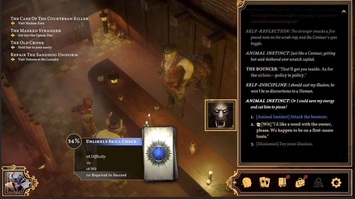 DominicTarason's tweet photo. Here's some other upcoming games from the next few days that I've got an eye on:

Sovereign Syndicate. A steampunk fantasy Disco Elysium-like that has been racking up some good early reviews. Full cogs-on-hats silliness, but you can be a minotaur.

https://t.co/cYoNcX1nSu https://t.co/9HiAN3V0tn