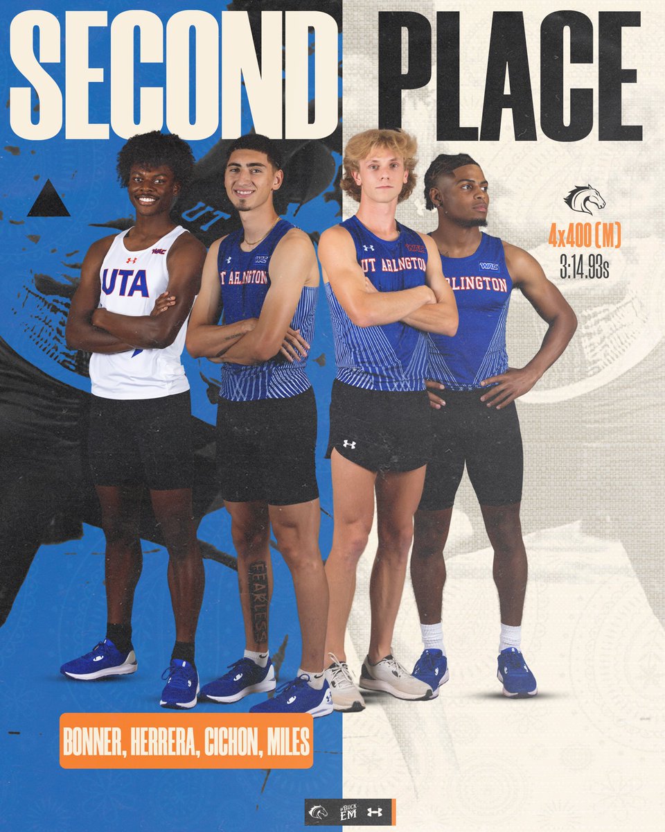 UTAMavsTFXC's tweet photo. THAT’S HOW YOU FINISH THE DAY

Our 4x400 relay takes home the 🥈to conclude the season-opening meet 

#BuckEm🐎 https://t.co/NtCHmjZ6Wo
