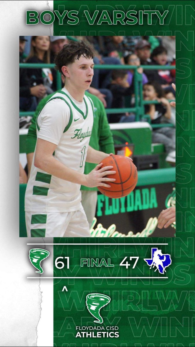 WindsHoops's tweet photo. 🚨Final🚨
Floydada: 61
Olton: 47

Congratulations to Braun Hobbs for surpassing 1500 points.

JV also got the 36-26 win. 

Pts:
@tyrean10 20
@BraunHobbs 17
Hagen Hinsley 11

@806hsscmedia @EliteSports806 @RecordFloyd @LoneStarVarsity @hoopinsider @Tabchoops @STBA_TX @pchristy11 https://t.co/1PZlVdPqL7