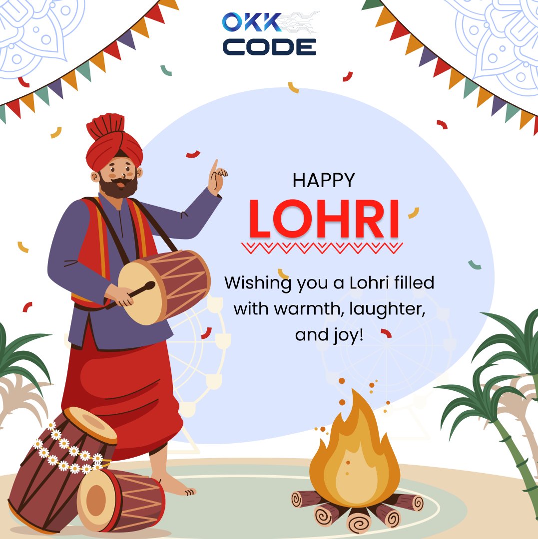 okkcode2023's tweet photo. "May the warmth of Lohri brighten your days with joy and prosperity! Happy Lohri! 🔥🌟 #lohricelebrations #festivevibes " #okkcode #itcompany https://t.co/ZSTxQeegoM