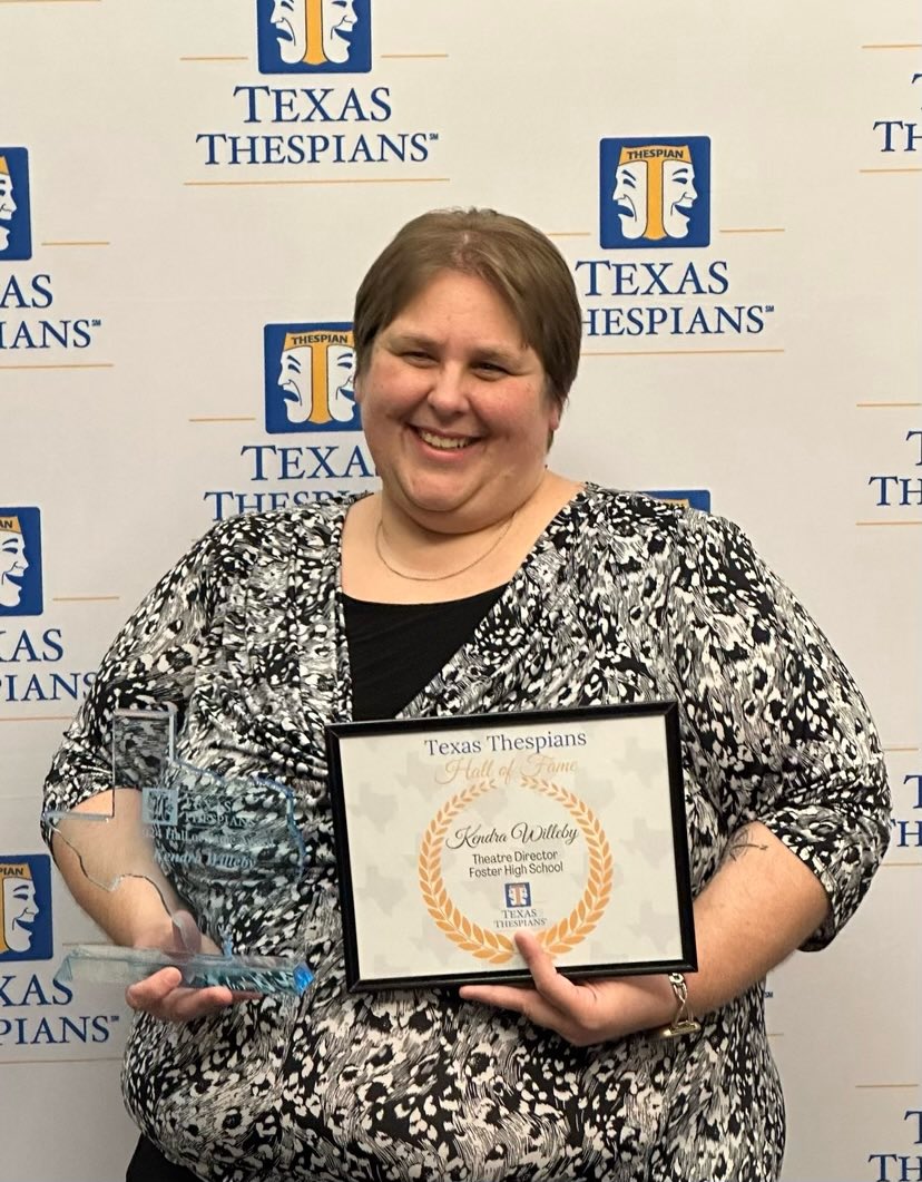 FosterHSNews's tweet photo. Huge congratulations to our Theatre Director Kendra Willeby for being inducted into the Texas Thespians Educator Hall of Fame this evening! https://t.co/9KNUHJB44g