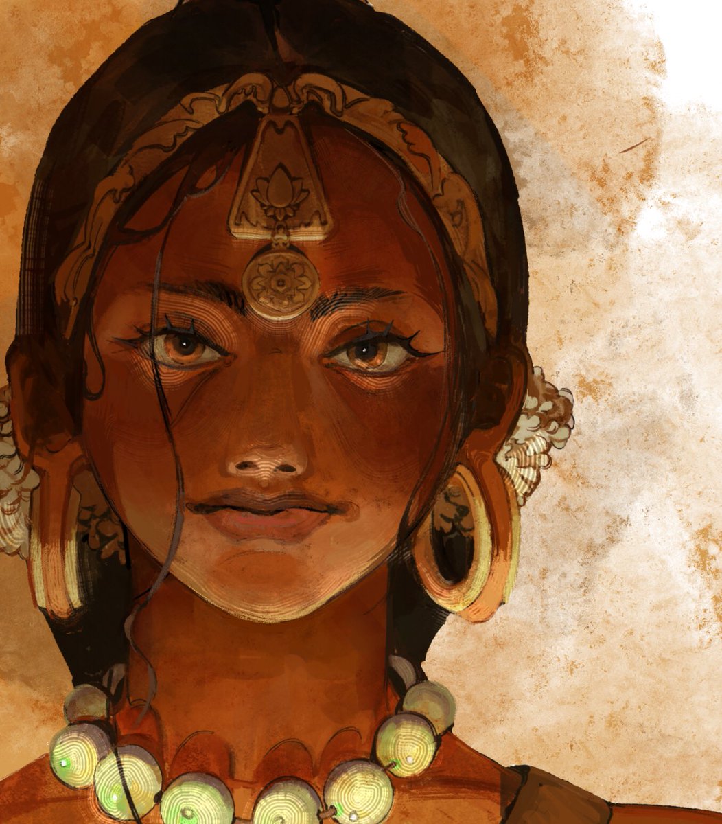 1girl jewelry solo earrings necklace dark skin dark-skinned female  illustration images