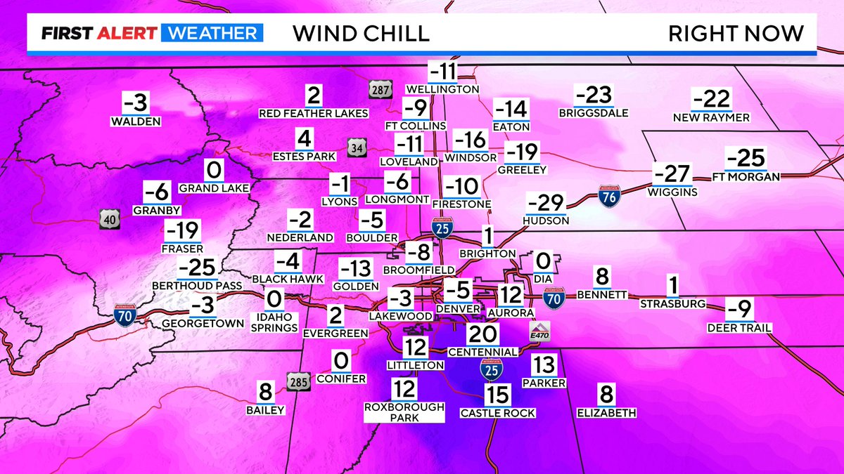 DaveCBSColorado's tweet image. Arctic surge is blasting through the Denver Metro Area! DIA temperature dropped from 30° at 7:05pm to 5° at 9:05pm and is dropping like a rock! Wind Chill temps already below zero and counting! Bring the pets in. #cowx #FirstAlertWX @CBSNewsColorado