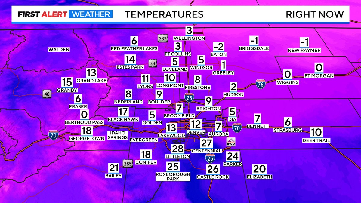 DaveCBSColorado's tweet image. Arctic surge is blasting through the Denver Metro Area! DIA temperature dropped from 30° at 7:05pm to 5° at 9:05pm and is dropping like a rock! Wind Chill temps already below zero and counting! Bring the pets in. #cowx #FirstAlertWX @CBSNewsColorado