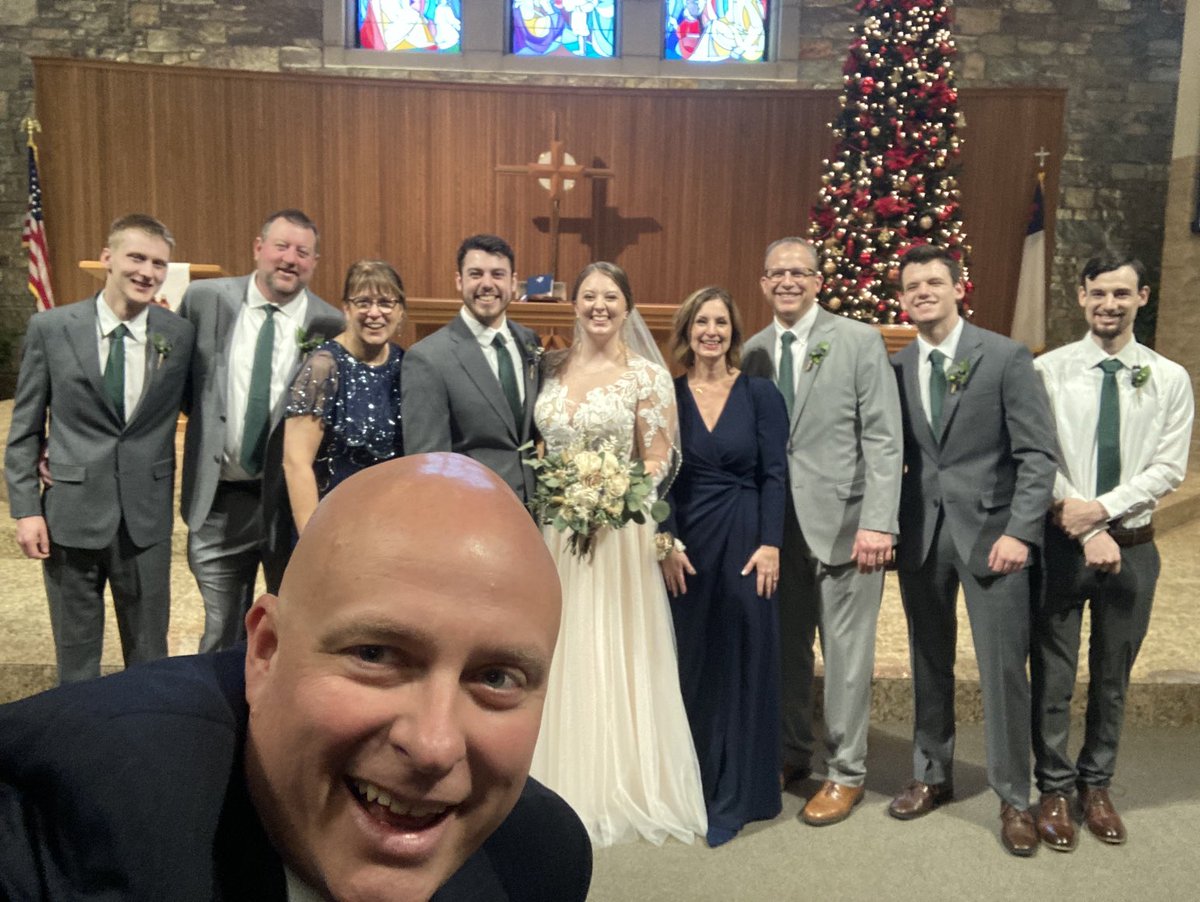 RevShevWLC's tweet photo. Best Thing Today, Jan 12: The winter storm added a little extra excitement, but I was honored to be a part of John & Berkley’s wedding day! #itsagreatdayforawhitewedding #whenJesusisyourmoreyouwillbemerrier #greattacosgreatparty #table15 #besafeouttheretonightfriends https://t.co/hODimD80MN