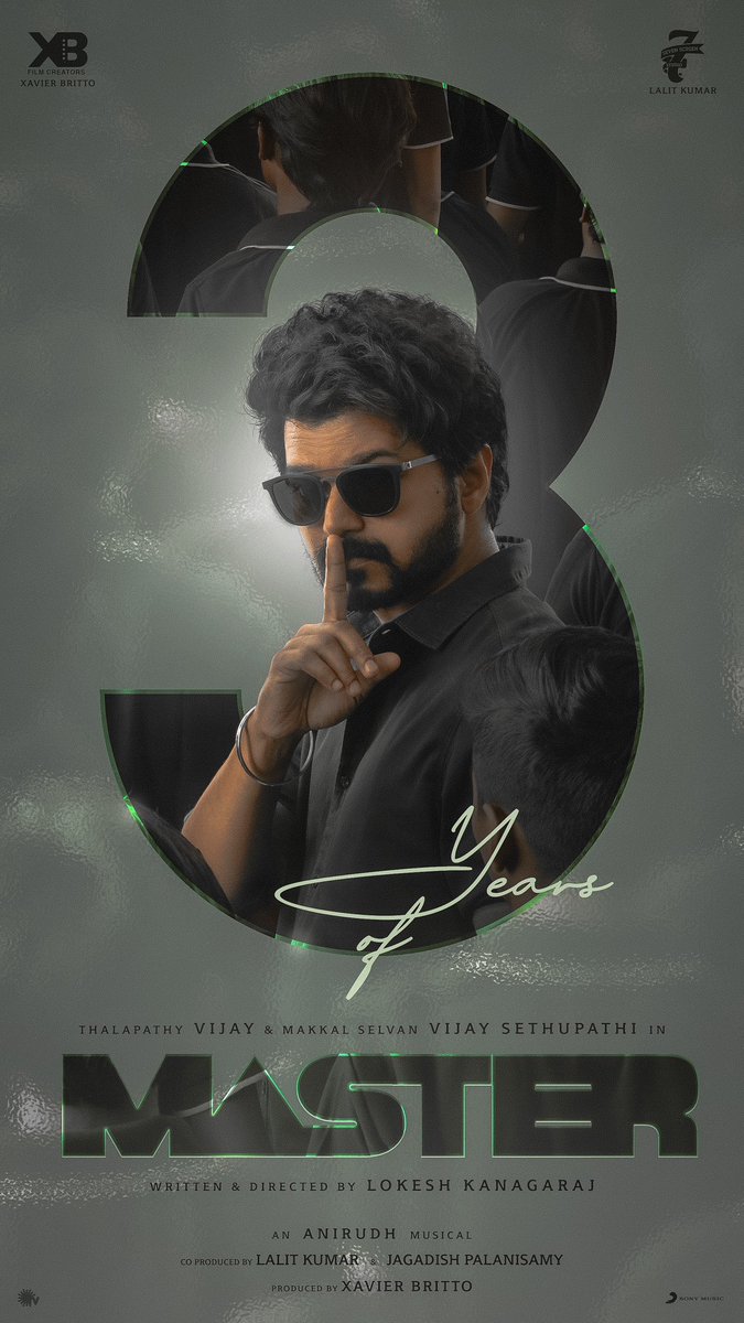 7screenstudio's tweet photo. Let me tell a kutty story😉, Celebrating 3 years of #ThalapathyVijay's #Master ❤️

A movie close to the hearts of the entire cast, crew, and fans. After almost a year of waiting for its theatrical release, witnessed Vaathi's Raidu' in theaters, and the rest is history 🔥

#3YearsOfMaster

#Thalapathy @actorvijay sir @VijaySethuOffl @Dir_Lokesh @anirudhofficial @MalavikaM_ @iam_arjundas @andrea_jeremiah @imKBRshanthnu @XBFilmCreators @Jagadishbliss 
@sathyaDP @philoedit