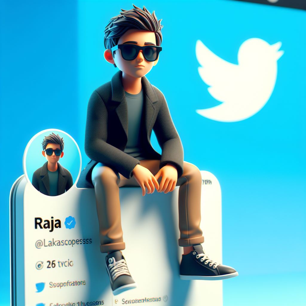 files_777's tweet image. When you realize the true potential of AI.

A 3D illustration of an animated character sitting casually on top of a social media logo twitter.The character must wear black sunglasses with formal clothing such as coat, shirt, chinos and sneakers shoes....
DM me for the steps!
#AI