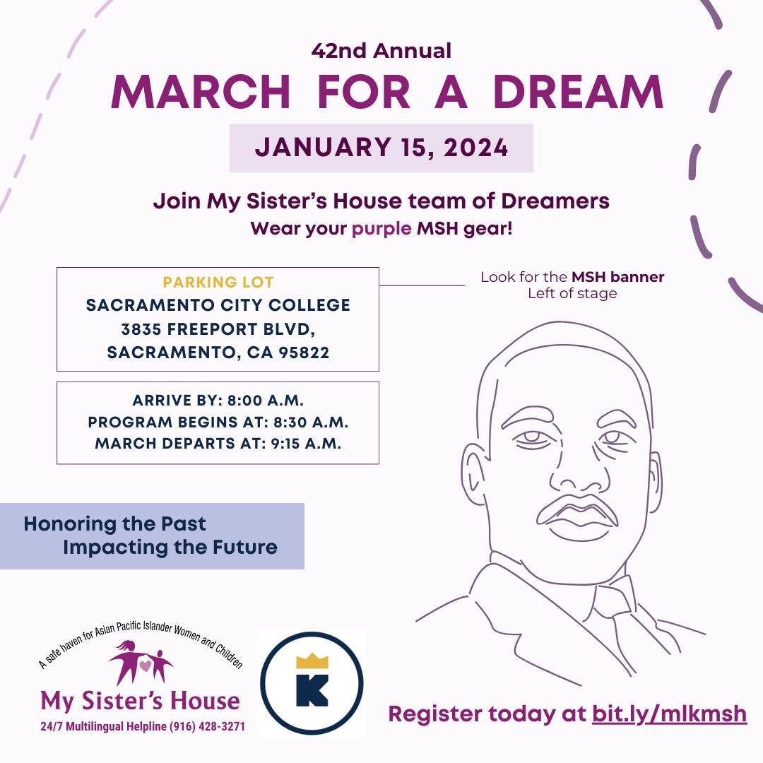 Join My Sister’s House as we participate in the 42nd Annual March for a Dream on Monday January 15, 2024 to honor Martin Luther King Jr’s legacy.

To register with My Sister’s House team:
mlk365.org/campaign/2024-…