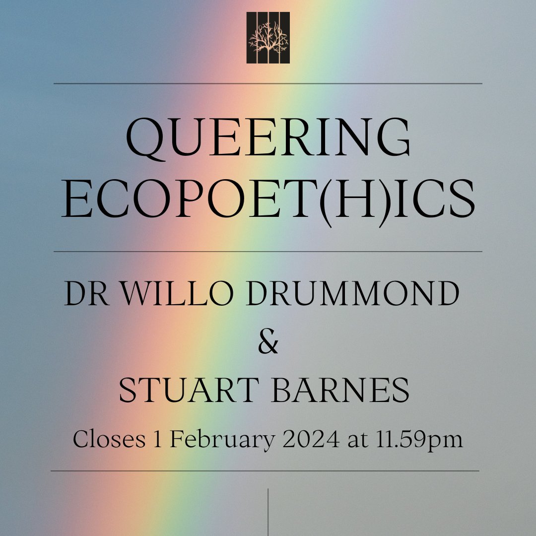The deadline for ‘Queering Ecopoet(h)ics’ has been extended to 1 February! bit.ly/41eCmE7 Send us your queer ecologies, shapeshifting poetic forms, and expressions of radical care for chosen and found families, each other and the Earth.