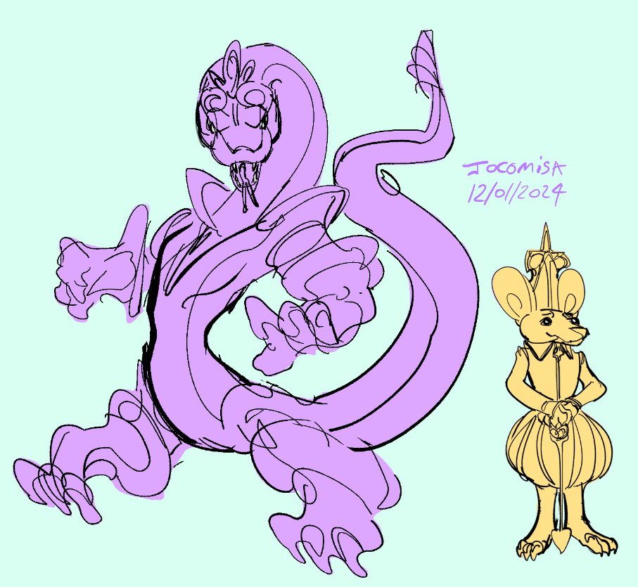 jocomisa's tweet photo. The Ideal Couple! Today I drew stylized animals!

 #sketchbook #jocomisa #mause #oc #royalty #snake #shnake #ttv #twitch Day 12! https://t.co/d2ms6q0aQ3