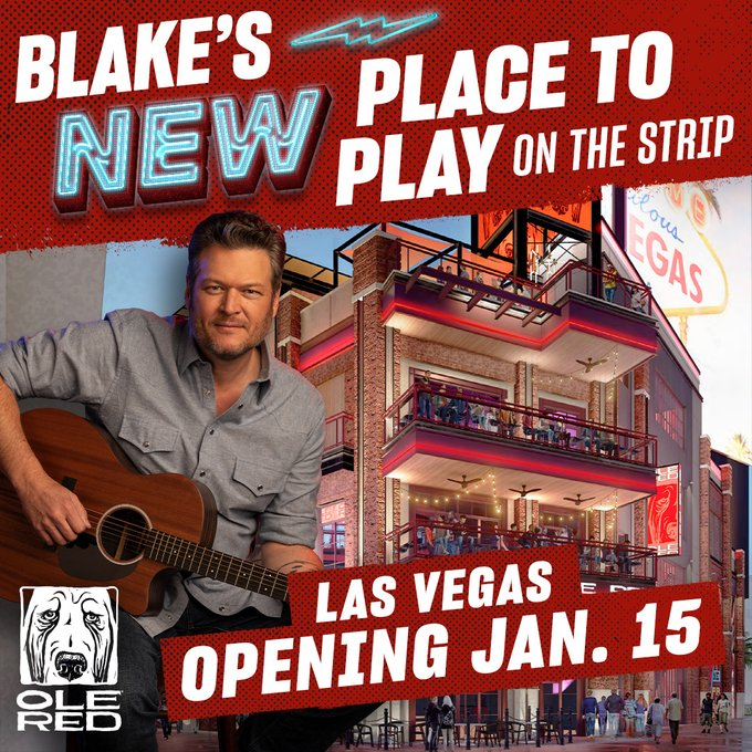 🚨🎸@BlakeShelton's  @OleRed Las Vegas announces opening date of this Mon 2/15 at 11AM. For anyone in Vegas now, Please stop by this weekend to see if it is already open and post info and photos below. Thanks
#blakeshelton #olered #oleredlasvegas
@vitalvegas