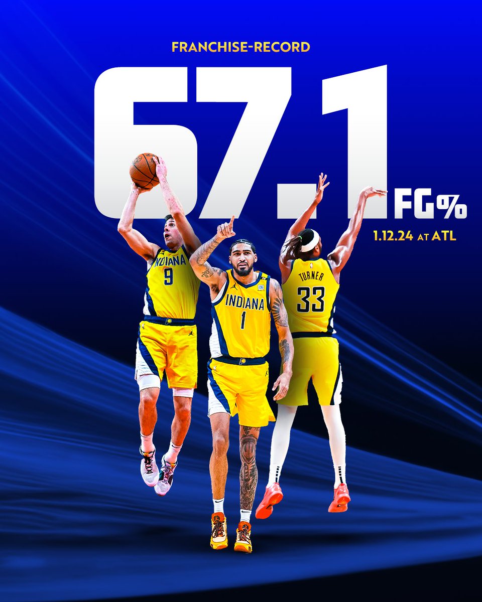 Pacers's tweet photo. our 67.1 FG% is a new franchise record 👏 https://t.co/DigLhaiYdw