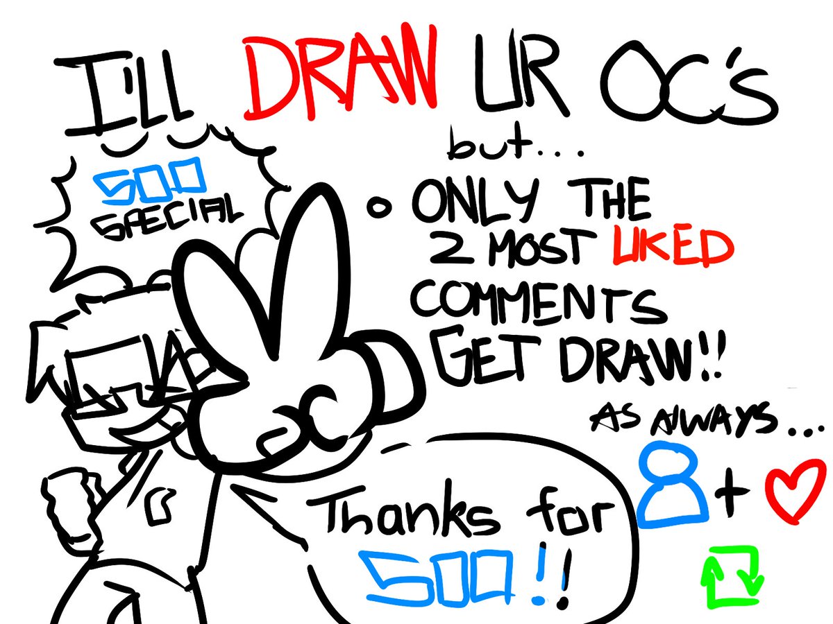 IANMEIERZ's tweet photo. ART RAFFLEEE THANKS FOR 500! this time yall get high effort drawings BUT only the two top comments get drawing! GL!!! once again thank yall very much fo 500 follers #artraffle #ocs #IDYO https://t.co/dlqCwgC1ph