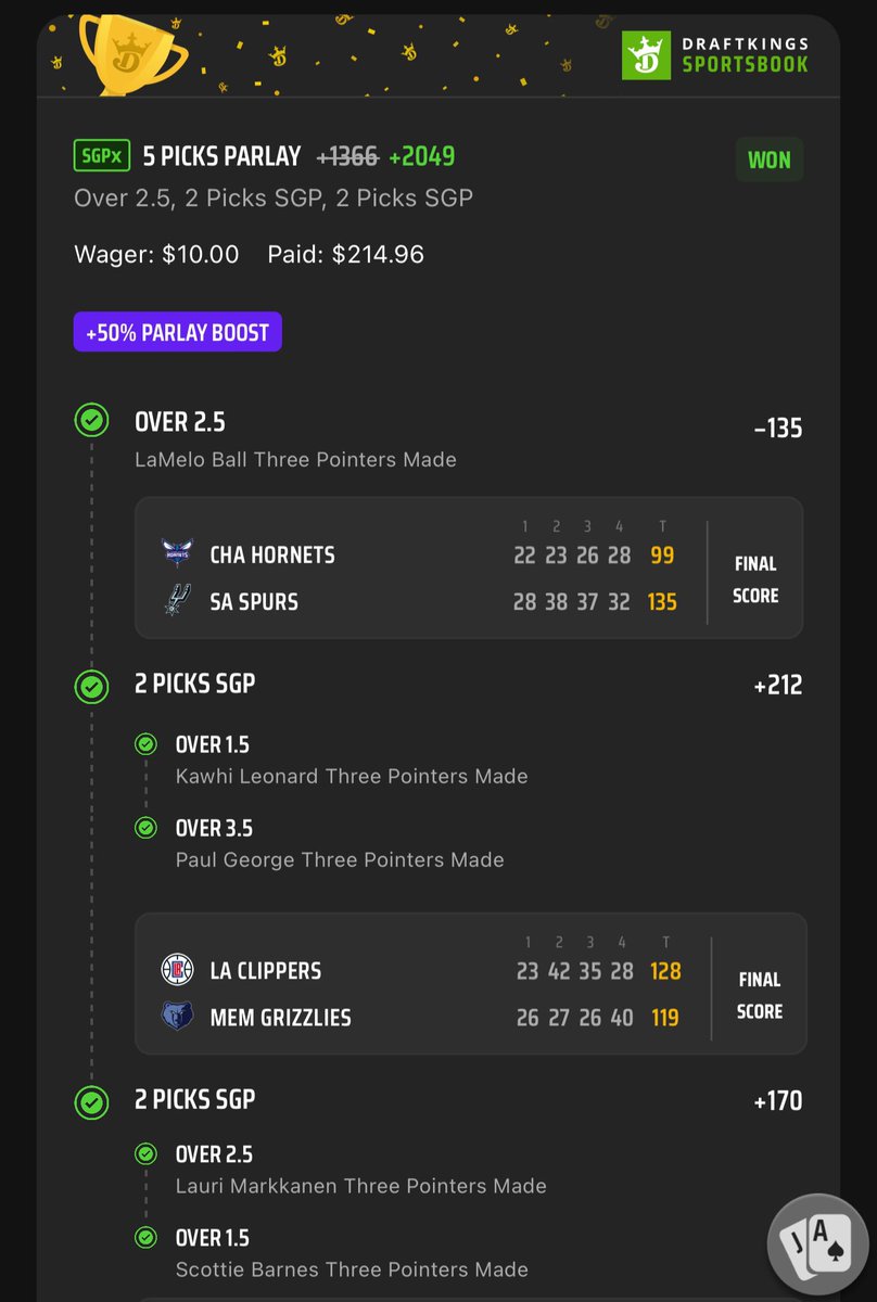NaesSports's tweet photo. CASHED! 🤑 🏆

✅ +2049
✅ +1366
✅ +793

#GamblingX #GamblingTwitter #SportsBettor #SportsBetting #DraftKings  #FanDuel #PrizePicks  #basketball #espnbet #nba https://t.co/Eswwg9pouN