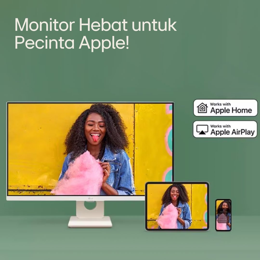 lgeindonesia's tweet photo. #LGSmartMonitor #27SR50F dengan fitur Apple AirPlay 2 & HomeKit. Kontrol monitormu secara nirkabel dan nikmati casting serta mirroring konten dari perangkat iOS atau MacOS tanpa perlu Apple TV.
Klik: https://t.co/l6dOp8DMyT
#LifesGood #LG #LGIndonesia #LGSmartMonitor #27SR50F https://t.co/oKpandsBSd