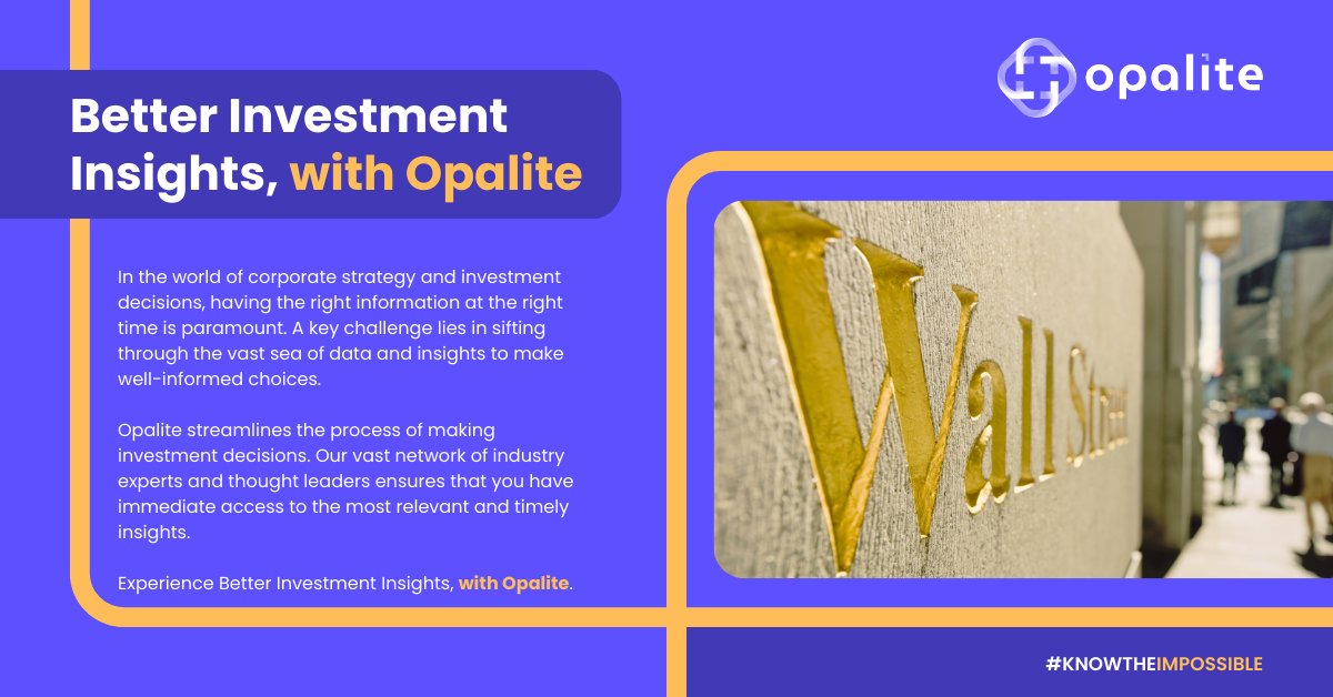 OpaliteNetwork's tweet photo. Better Investment Insights, with @OpaliteNetwork
To know more, reach us on https://t.co/OFtOdXJiMj or you can email us on info@opalitenetwork.com
#Opalite #KnowTheImpossible #ExpertNetwork https://t.co/BUxcaSmMoR