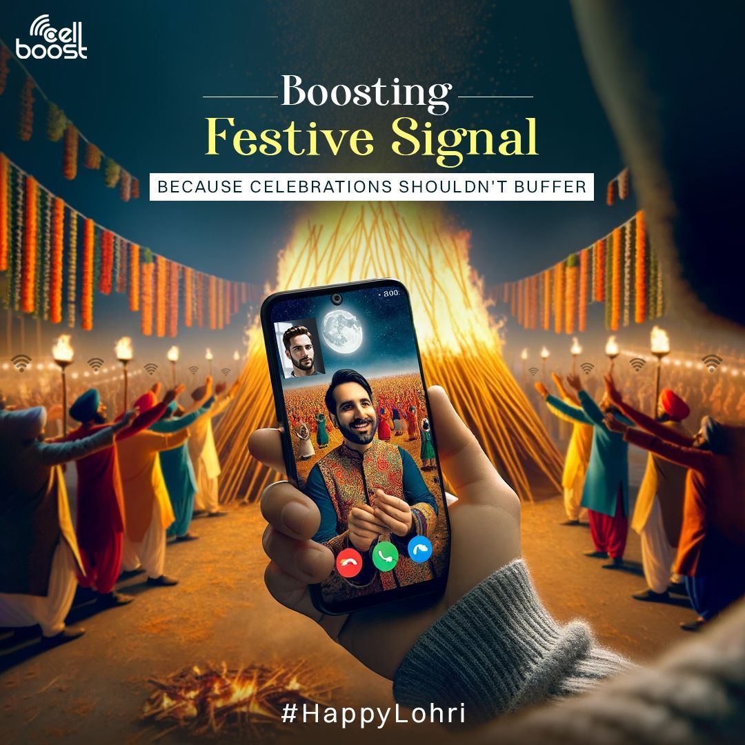 CellboostIndia's tweet image. This Lohri, amplify the warmth of connections with Cell Boost. May your signals be as strong as the festive beats! 
#BoostedCelebration #LohriMagic #cellboost #seguro #mobilenetworks #dataconnectivity #mobilesignal #noweaksignal #network #data #signal #bigdata #connectivity